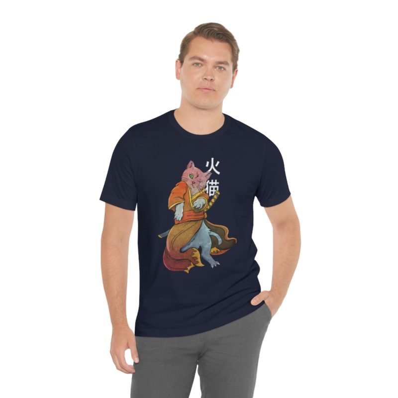 Illustration of Samurai Cat with Missing Eye Unisex Jersey Short Sleeve Tee - Image 29