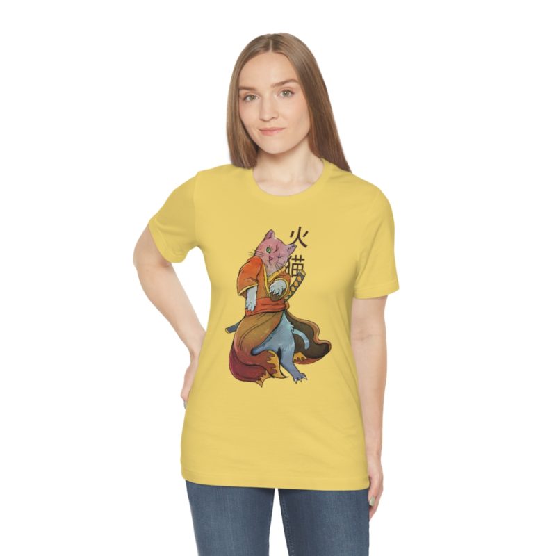 Illustration of Samurai Cat with Missing Eye Unisex Jersey Short Sleeve Tee - Image 23