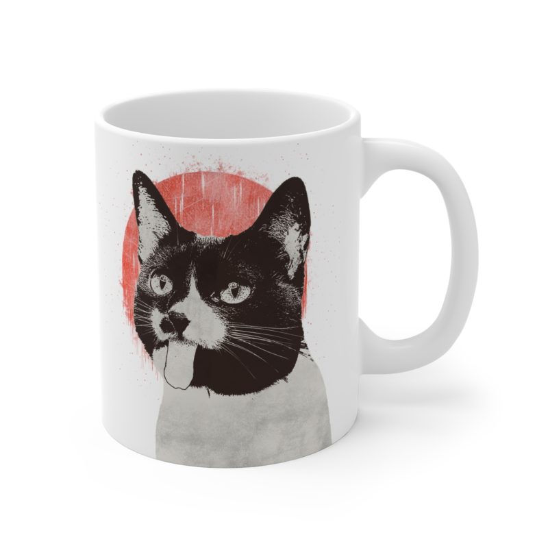 Cat Sticking Tongue Out Illustration Coffee Mug 11oz - Image 3