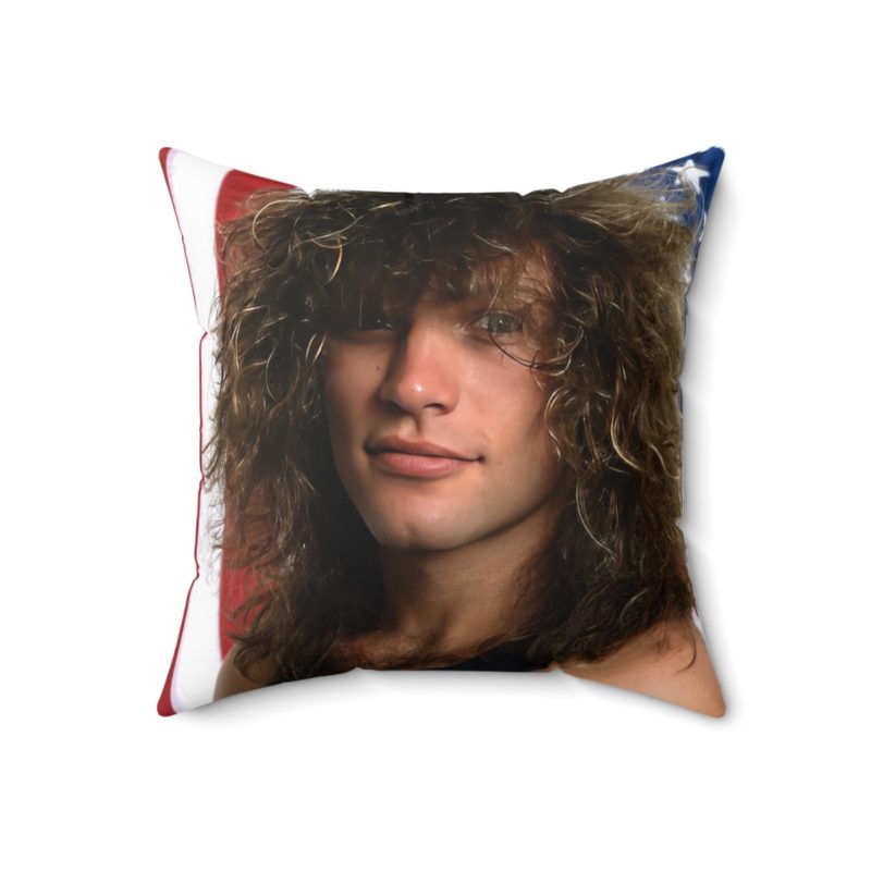 1980s Jon Bon Jovi face Spun Polyester Square Pillow - Image 7