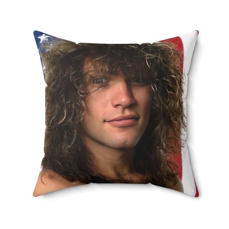 1980s Jon Bon Jovi face Spun Polyester Square Pillow - Image 2