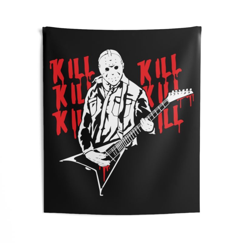 Jason Vorhees's KILL KILL KILL Black Death Metal Guitar  Indoor Wall Tapestries - Image 4
