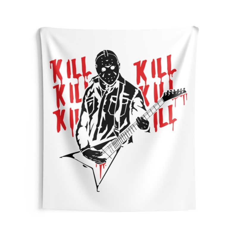 KILL KILL KILL - Friday the 13th , Jason Plays Hardcore Guitar Indoor Wall Tapestrie - Image 5