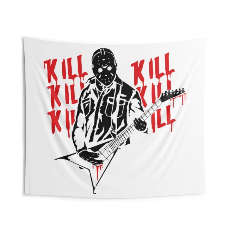 KILL KILL KILL - Friday the 13th , Jason Plays Hardcore Guitar Indoor Wall Tapestrie