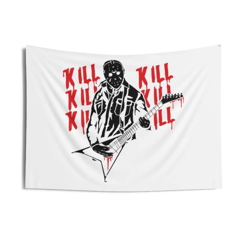 KILL KILL KILL - Friday the 13th , Jason Plays Hardcore Guitar Indoor Wall Tapestrie - Image 2