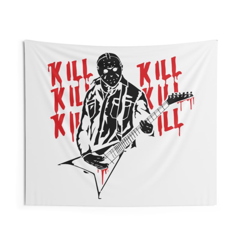 KILL KILL KILL - Friday the 13th , Jason Plays Hardcore Guitar Indoor Wall Tapestrie - Image 4
