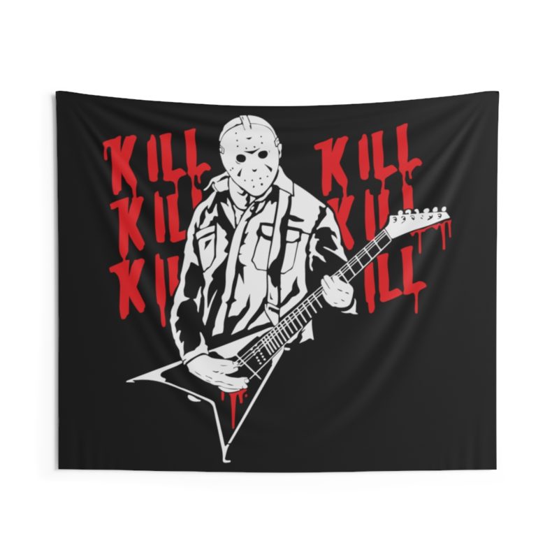 Jason Vorhees's KILL KILL KILL Black Death Metal Guitar  Indoor Wall Tapestries - Image 5