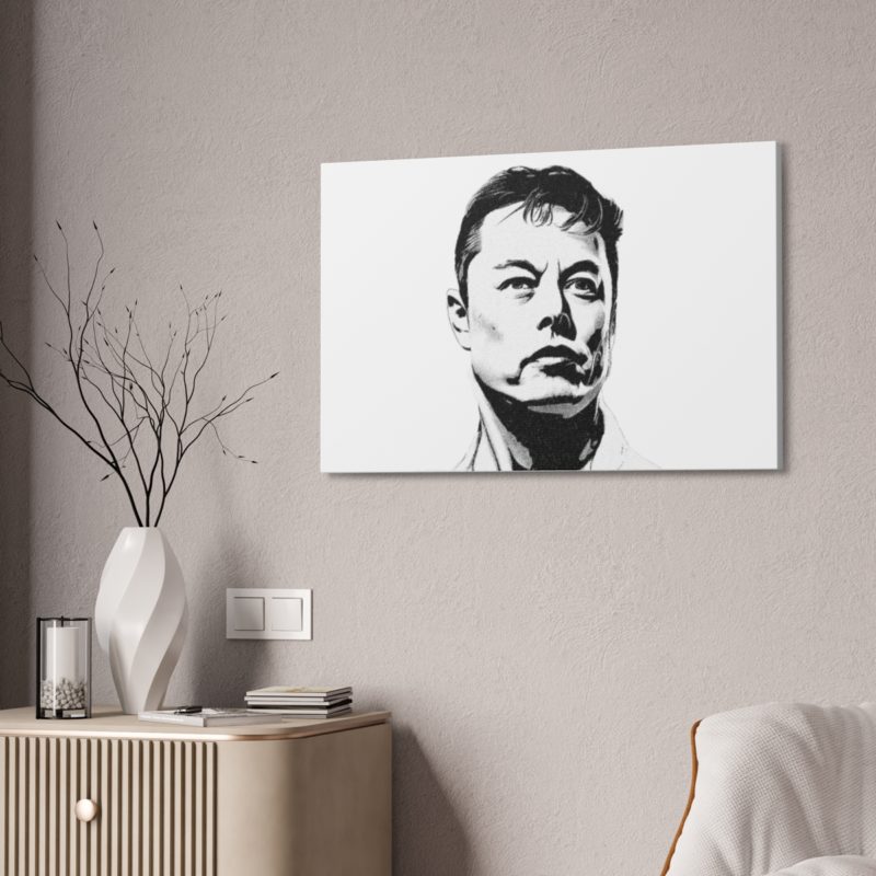 Elon Musk Black & White Canvas Stretched, 1.5'' Wall Art | For Home or Office - Image 40