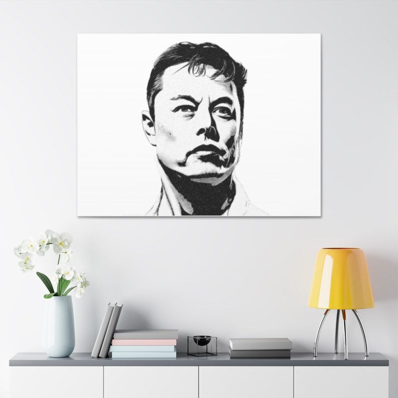 Elon Musk Black & White Canvas Stretched, 1.5'' Wall Art | For Home or Office - Image 7