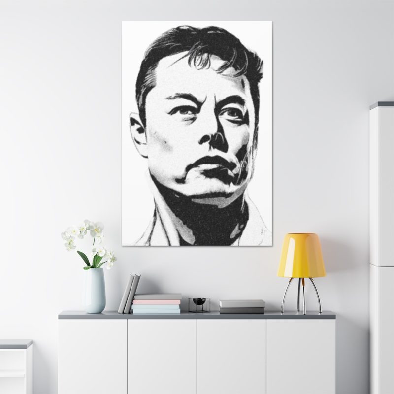 Elon Musk Black & White Canvas Stretched, 1.5'' Wall Art | For Home or Office