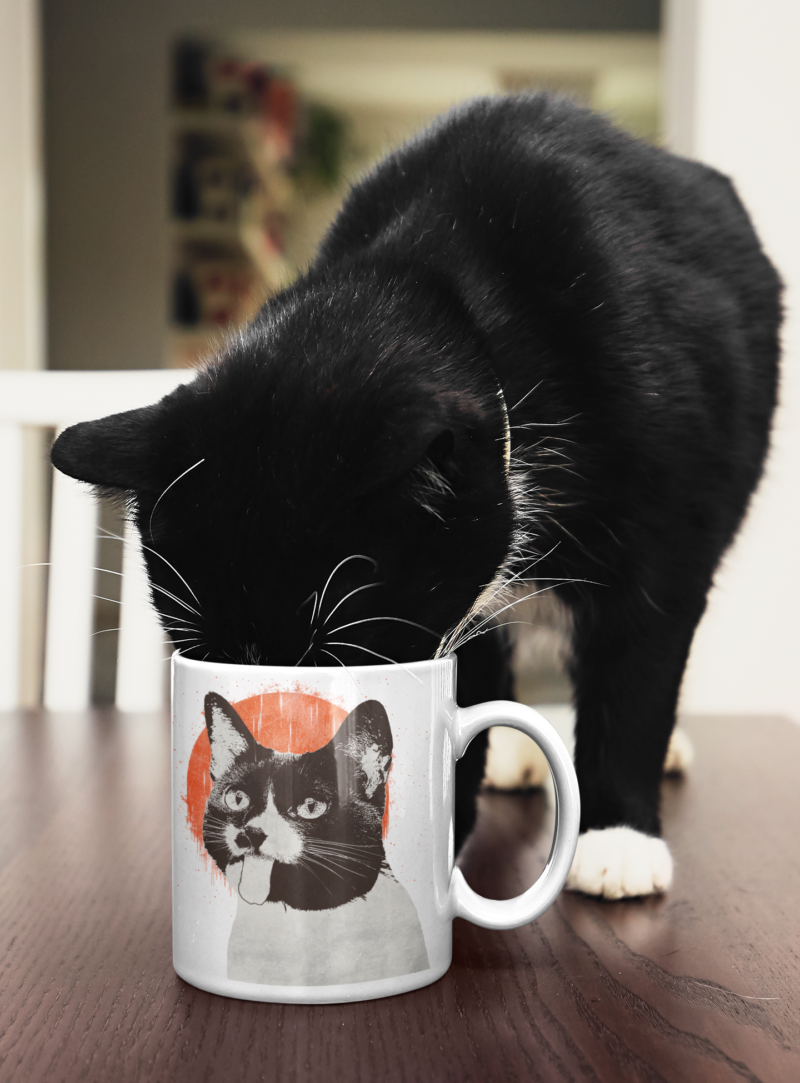 Cat Sticking Tongue Out Illustration Coffee Mug 11oz