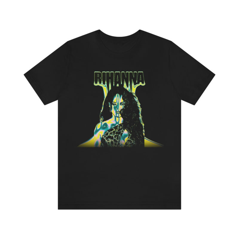 Rihanna Black Psychedelic Trippy  Art  Unisex Jersey Short Sleeve T-Shirt