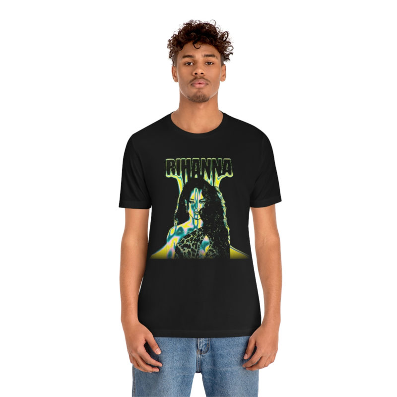 Rihanna Black Psychedelic Trippy  Art  Unisex Jersey Short Sleeve T-Shirt - Image 2