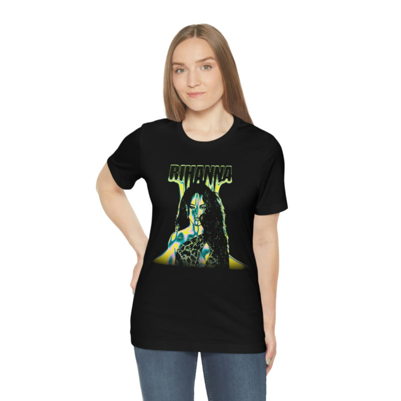 Rihanna Black Psychedelic Trippy  Art  Unisex Jersey Short Sleeve T-Shirt - Image 3