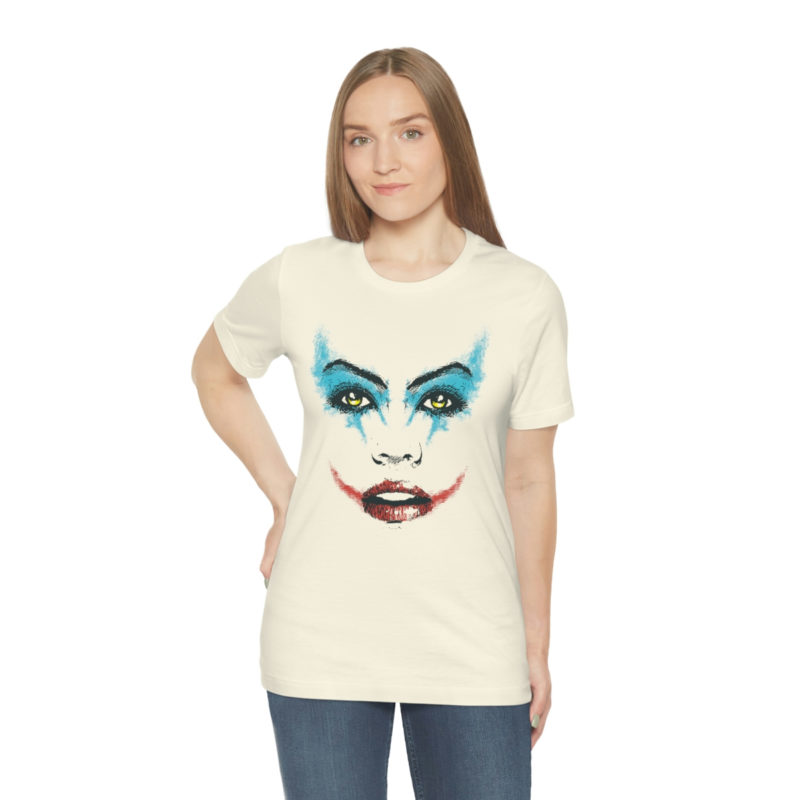 Female Joker Face Unisex Jersey Short Sleeve Tee - Image 13