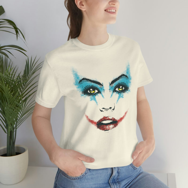 Female Joker Face Unisex Jersey Short Sleeve Tee - Image 15