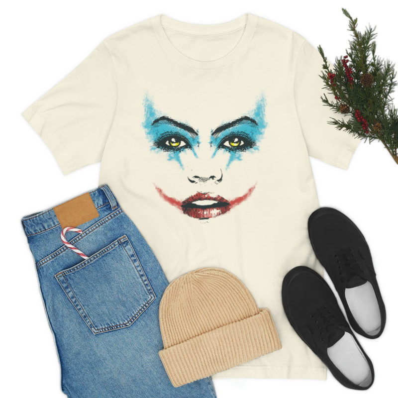 Female Joker Face Unisex Jersey Short Sleeve Tee - Image 16