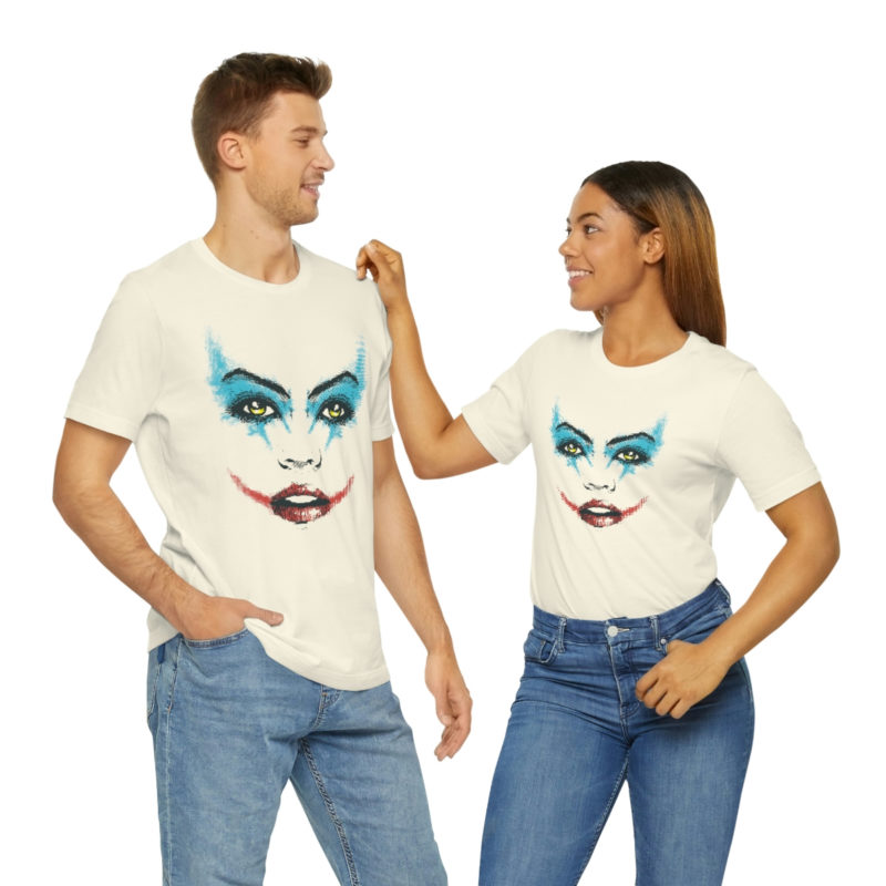 Female Joker Face Unisex Jersey Short Sleeve Tee - Image 18