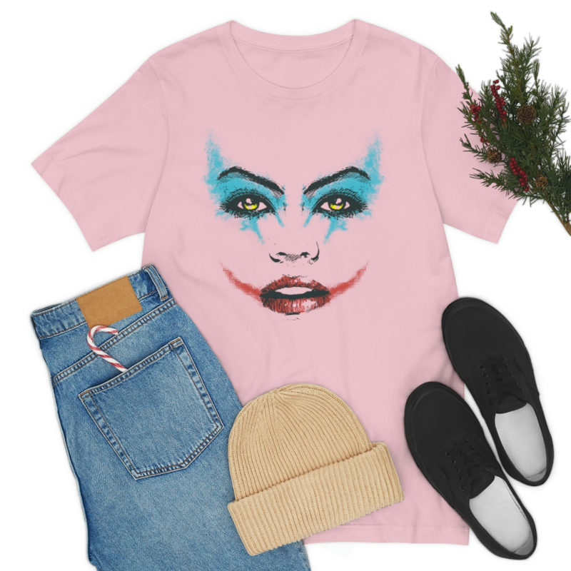 Female Joker Face Unisex Jersey Short Sleeve Tee - Image 52
