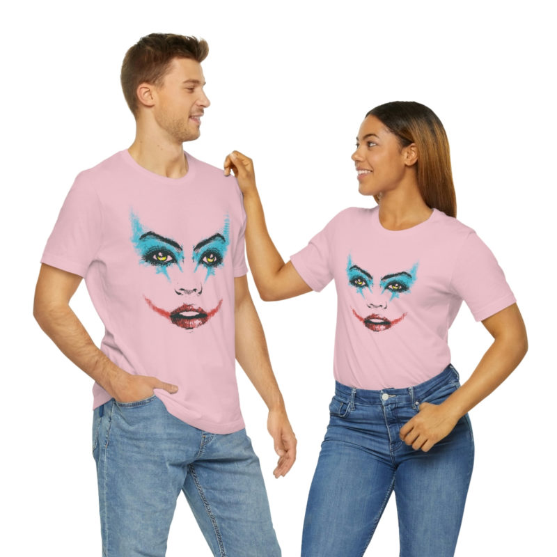 Female Joker Face Unisex Jersey Short Sleeve Tee - Image 54