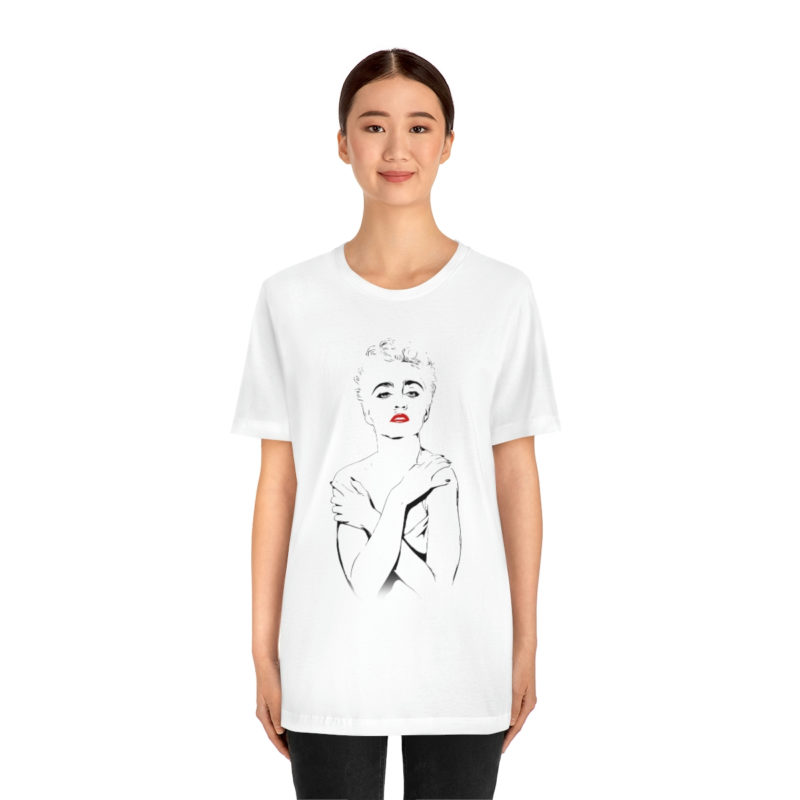Madonna Outline with red lips Unisex Jersey Short Sleeve Tee - Image 2