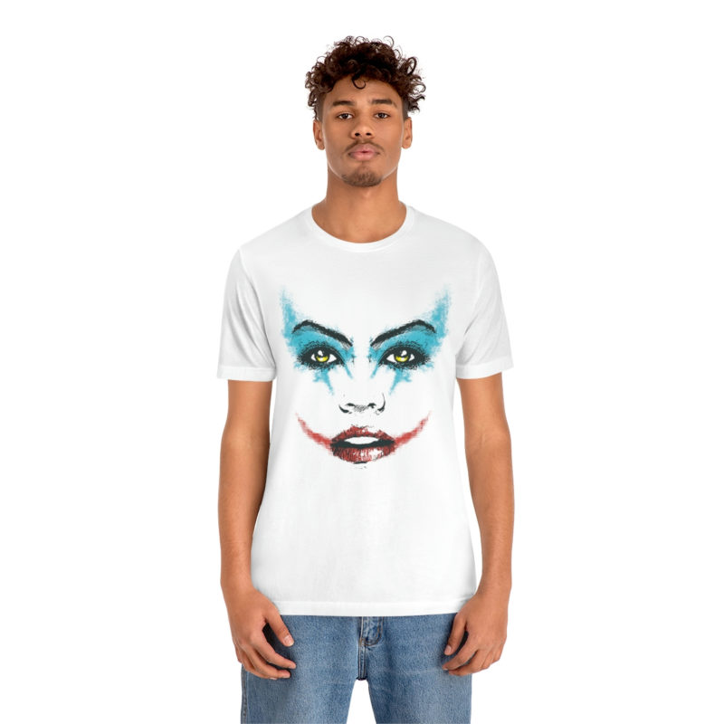 Female Joker Face Unisex Jersey Short Sleeve Tee - Image 3