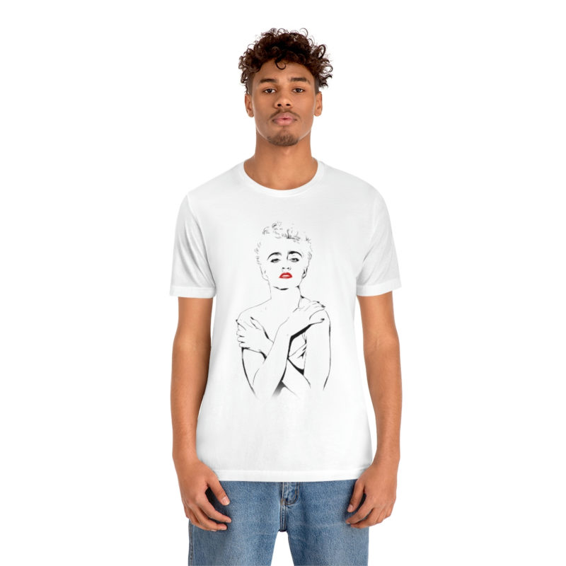 Madonna Outline with red lips Unisex Jersey Short Sleeve Tee - Image 3