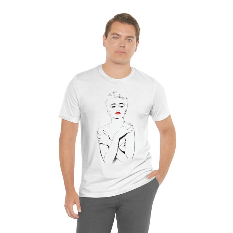 Madonna Outline with red lips Unisex Jersey Short Sleeve Tee - Image 5