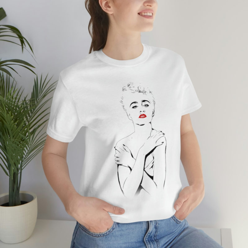 Madonna Outline with red lips Unisex Jersey Short Sleeve Tee - Image 6