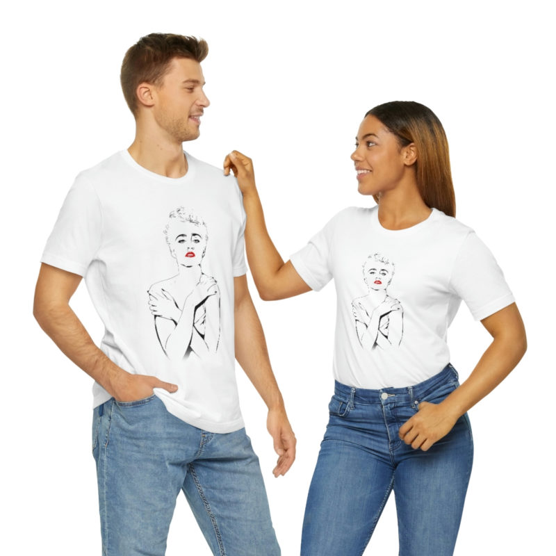 Madonna Outline with red lips Unisex Jersey Short Sleeve Tee - Image 9