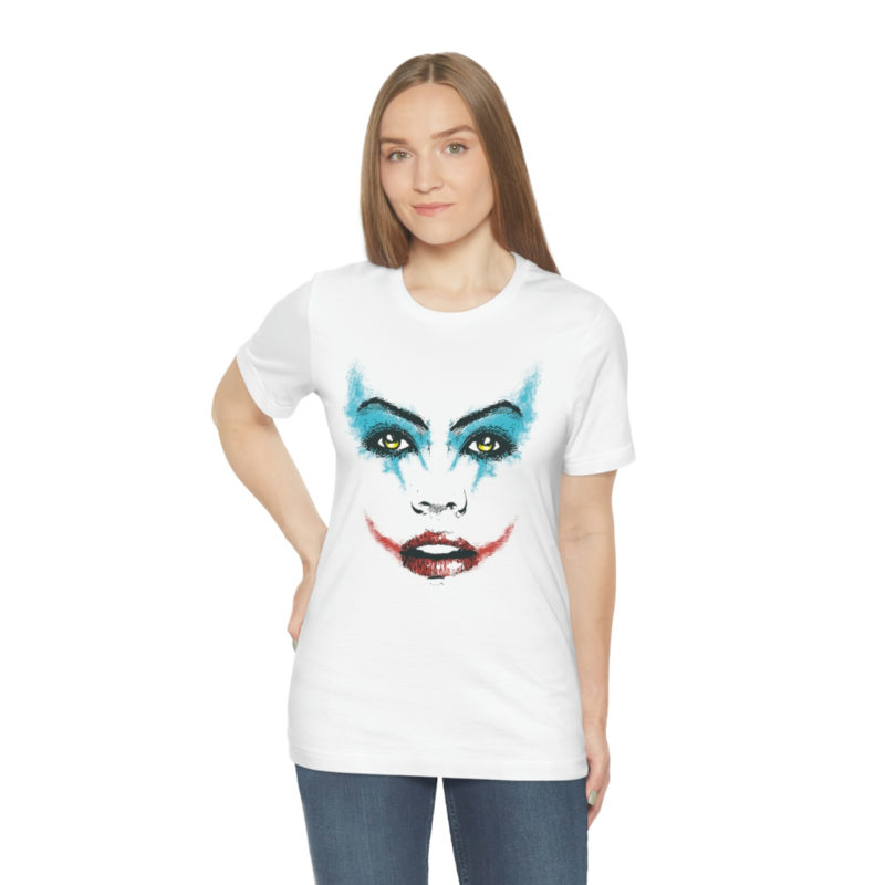 Female Joker Face Unisex Jersey Short Sleeve Tee - Image 4
