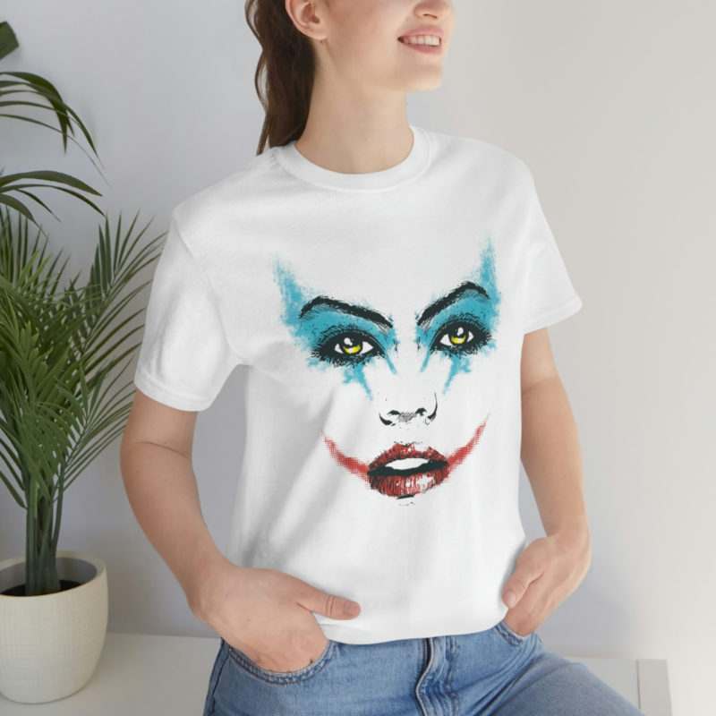 Female Joker Face Unisex Jersey Short Sleeve Tee - Image 6