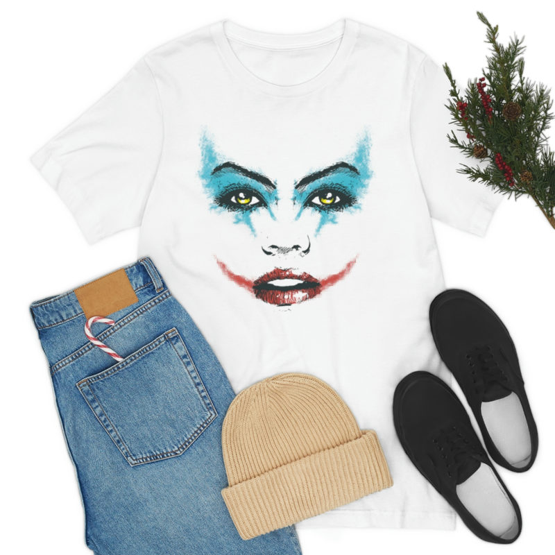 Female Joker Face Unisex Jersey Short Sleeve Tee - Image 7