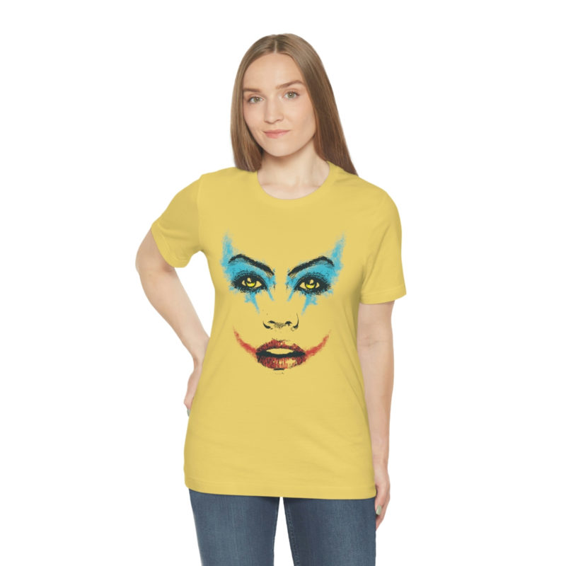 Female Joker Face Unisex Jersey Short Sleeve Tee - Image 31