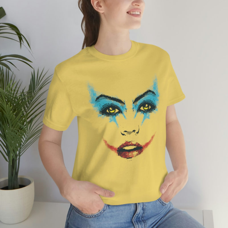 Female Joker Face Unisex Jersey Short Sleeve Tee - Image 33
