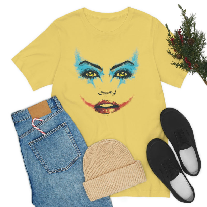 Female Joker Face Unisex Jersey Short Sleeve Tee - Image 34