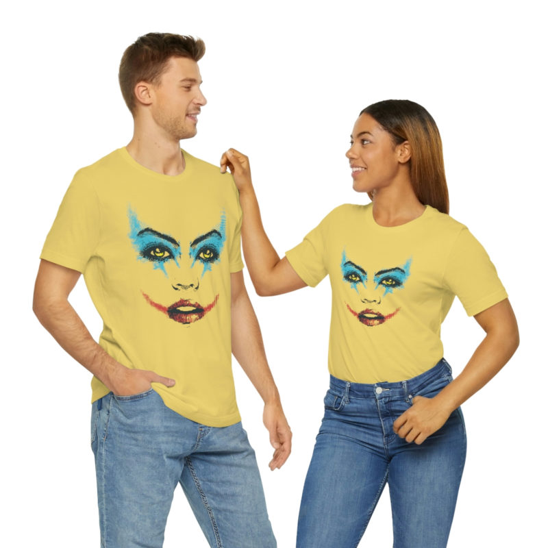 Female Joker Face Unisex Jersey Short Sleeve Tee - Image 36