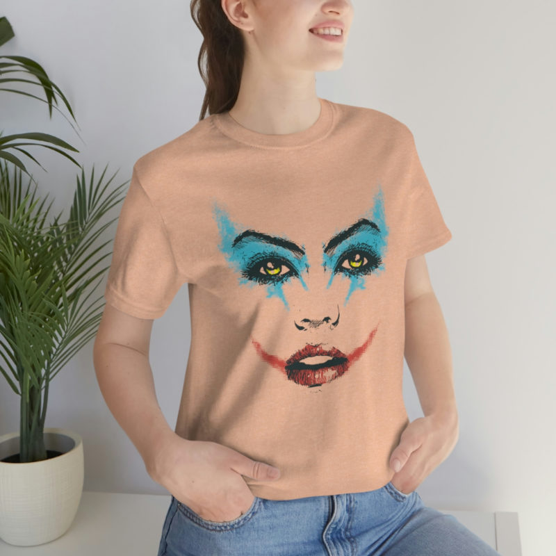 Female Joker Face Unisex Jersey Short Sleeve Tee - Image 24