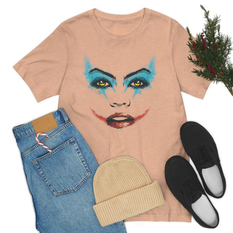 Female Joker Face Unisex Jersey Short Sleeve Tee - Image 25