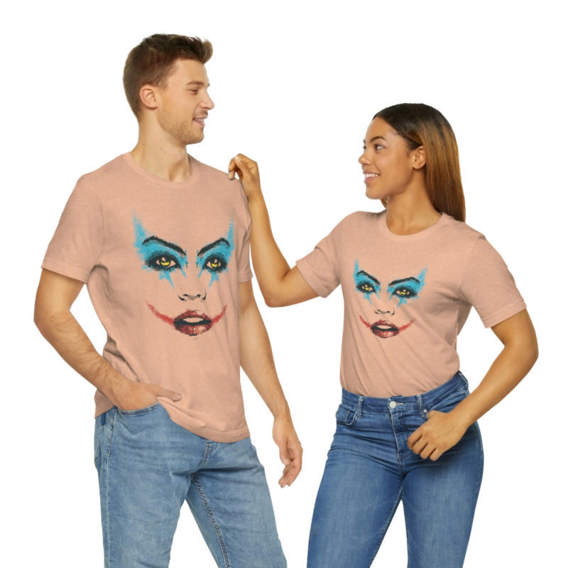 Female Joker Face Unisex Jersey Short Sleeve Tee - Image 27