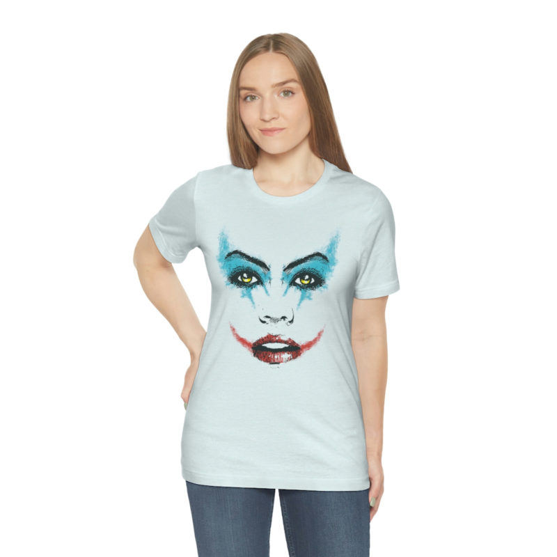 Female Joker Face Unisex Jersey Short Sleeve Tee - Image 40