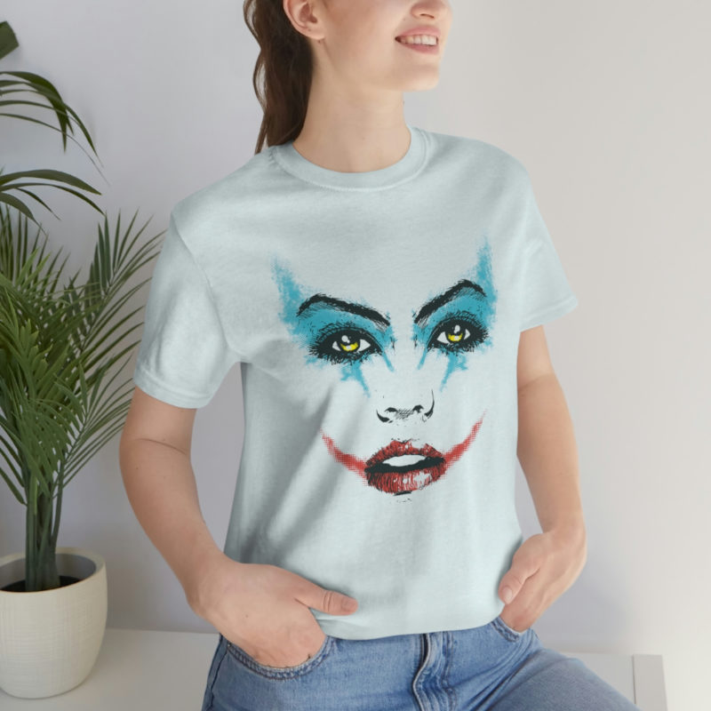 Female Joker Face Unisex Jersey Short Sleeve Tee - Image 42