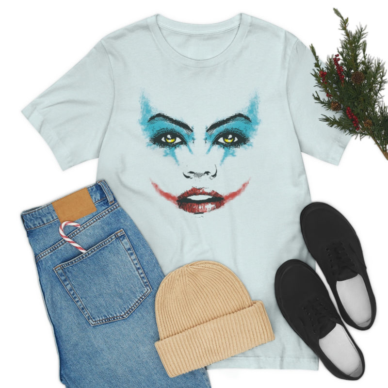 Female Joker Face Unisex Jersey Short Sleeve Tee - Image 43