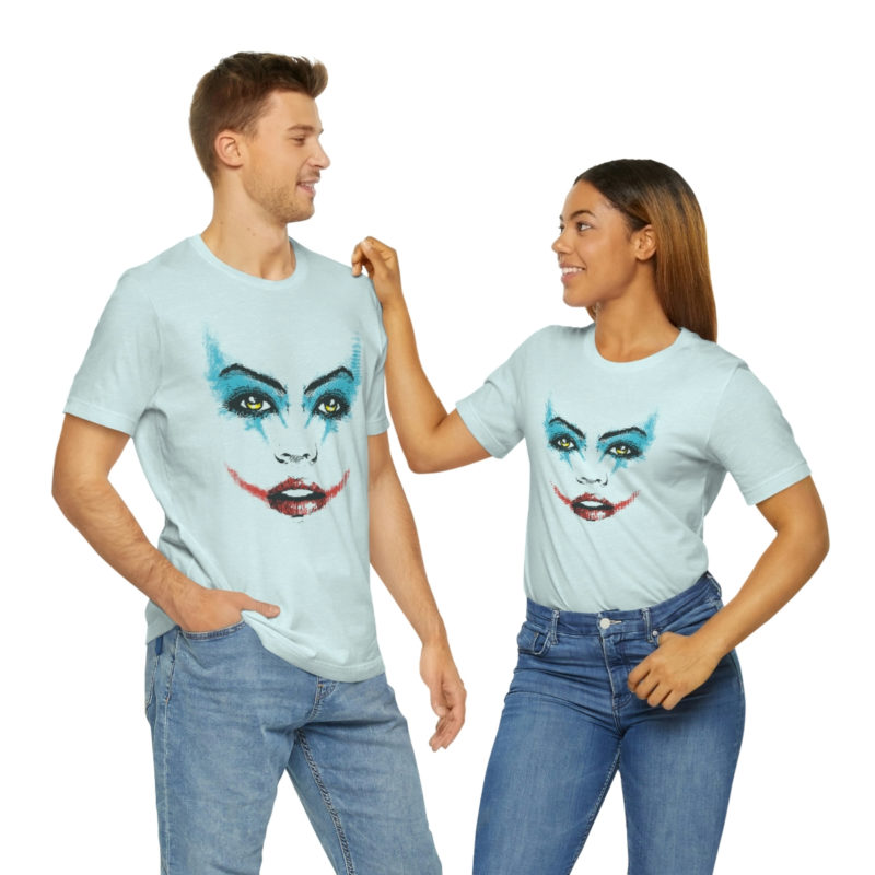 Female Joker Face Unisex Jersey Short Sleeve Tee - Image 45