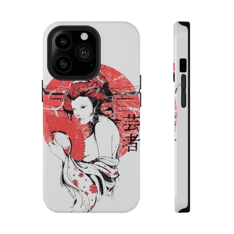 Distressed Illustration of Japanese woman with red fan Impact-Resistant Mobile Phone Cases - Image 14