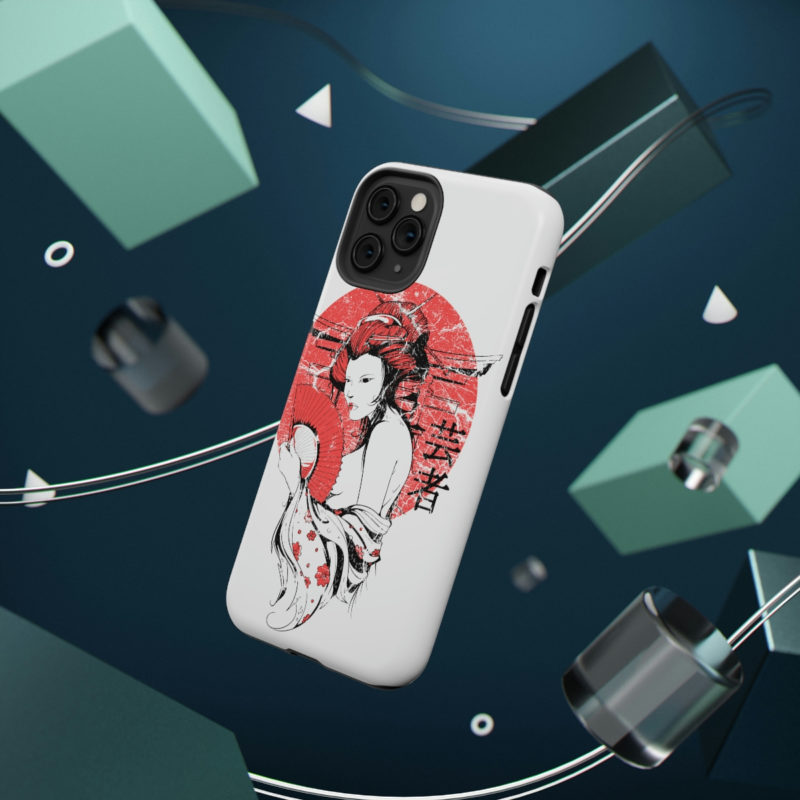 Distressed Illustration of Japanese woman with red fan Impact-Resistant Mobile Phone Cases - Image 29