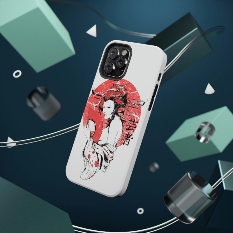 Distressed Illustration of Japanese woman with red fan Impact-Resistant Mobile Phone Cases - Image 23