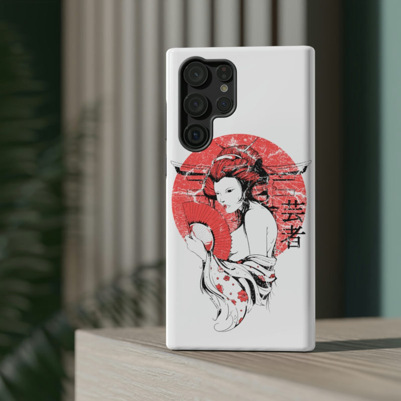 Distressed Illustration of Japanese woman with red fan Impact-Resistant Mobile Phone Cases - Image 11
