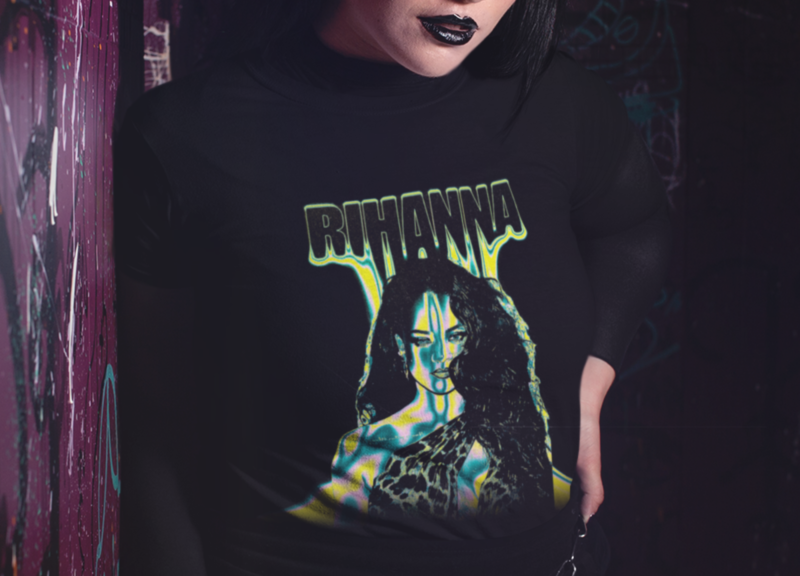 Rihanna Black Psychedelic Trippy  Art  Unisex Jersey Short Sleeve T-Shirt - Image 5