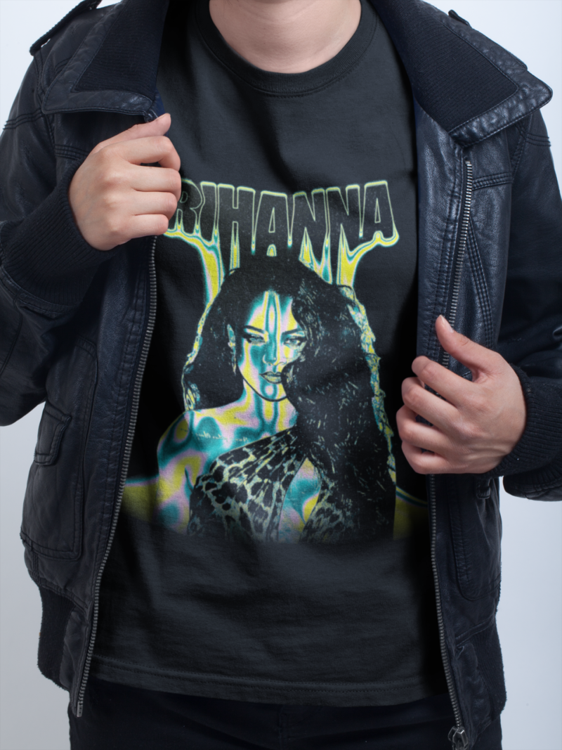 Rihanna Black Psychedelic Trippy  Art  Unisex Jersey Short Sleeve T-Shirt - Image 8